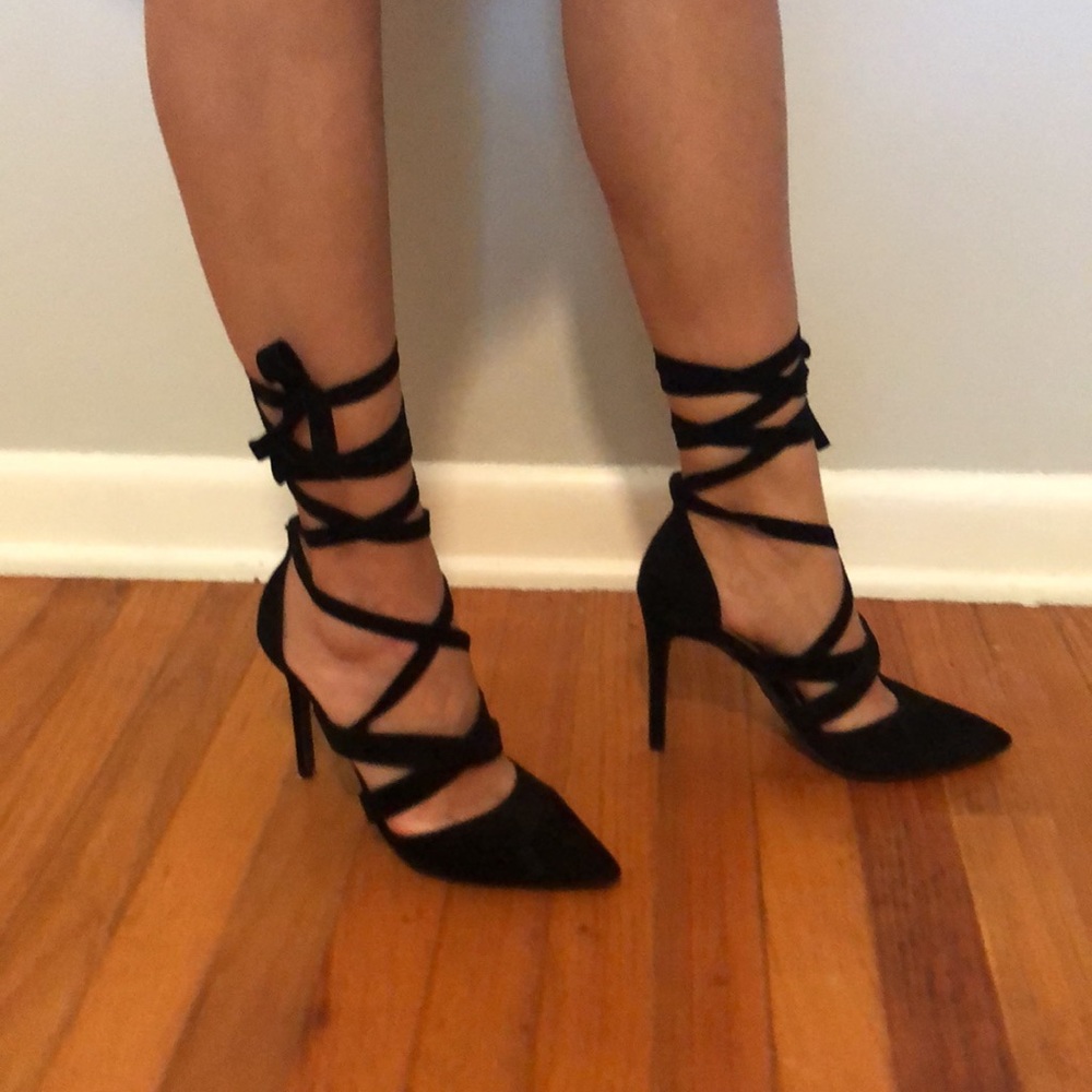 Wrap around lace up Heels